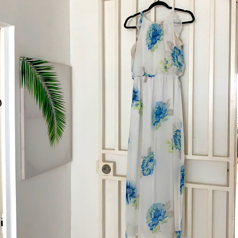 White floral long dress, Medium
